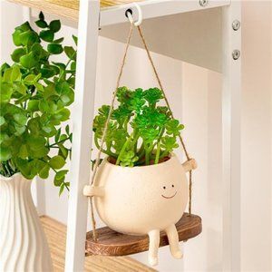 2 Pcs, Swing Hanging Planter Cute Planter Pots for Outdoor Plants Indoor
